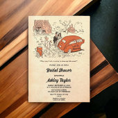 ヴィンテージレトロオールドおもしろいカップル漫画ブライダルシャワー 招待状