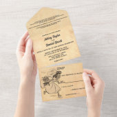 ヴィンテージレトロオールドおもしろいスタイル素朴ブリッ結婚ド オールインワン招待状 (貼ってはがせる)