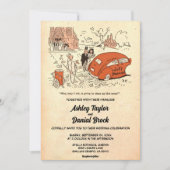 ヴィンテージレトロオールドおもしろい漫画皮肉結婚的 招待状 (正面)