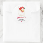 ヴィンテージレトロオールドすてきサンタクロースクリスマスキッチン ラウンドシール (バッグ)