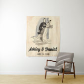 ヴィンテージレトロオールドたった今結婚しました新郎新婦結婚の タペストリー (インサイチュ)