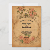 ヴィンテージレトロオールドエンシェント素朴ロマン結婚ツ 招待状 (正面)