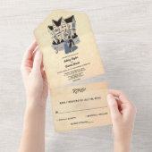 ヴィンテージレトロオールドカップル古代素朴の結婚人 オールインワン招待状 (貼ってはがせる)