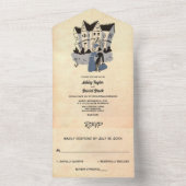 ヴィンテージレトロオールドカップル古代素朴の結婚人 オールインワン招待状 (内側)