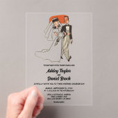 ヴィンテージレトロオールドクラシック漫画50sブック結婚ズ アクリル招待状 (インサイチュ (ポータブル))