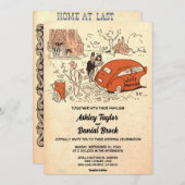 ヴィンテージレトロオールドスタイリッシュロマン素朴結婚トの 招待状 (正面/裏面)