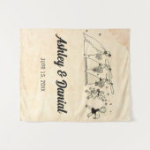 ヴィンテージレトロオールドセレモニー素朴ズ結婚花嫁 タペストリー (正面(横))