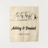 ヴィンテージレトロオールドセレモニー素朴ズ結婚花嫁 タペストリー (正面)