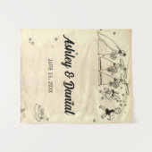 ヴィンテージレトロオールドブライド素朴ス結婚メイズ タペストリー (正面(横))