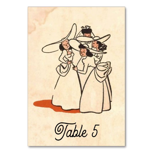 ヴィンテージレトロオールドブリデスメイド漫画素朴結婚ズ テーブルナンバー (正面)