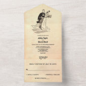 ヴィンテージレトロオールドポップ・アートのカップル素朴ア結婚ート オールインワン招待状 (内側)