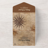 ヴィンテージレトロオールドマップサイロクラシックート結婚ズ オールインワン招待状 (外側)