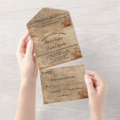 ヴィンテージレトロオールドマップサイロクラシックート結婚ズ オールインワン招待状 (貼ってはがせる)