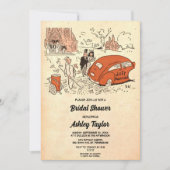 ヴィンテージレトロオールドロマンチックカップルブライダルシャワー 招待状 (正面)