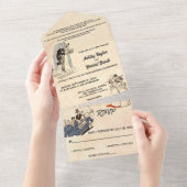 ヴィンテージレトロオールドロマンチック50s漫画ブック結婚ズ オールインワン招待状 (貼ってはがせる)