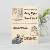 ヴィンテージレトロオールドロマンモダンススタイリッシュ結婚ズ 招待状 (スタンド正面)