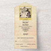 ヴィンテージレトロオールド古代50s花嫁おもしろい結婚の オールインワン招待状 (内側)