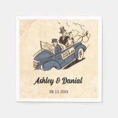 ヴィンテージレトロオールド漫画新婦素朴の結婚新郎 スタンダードカクテルナプキン (正面)