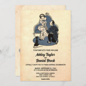 ヴィンテージレトロオールド素朴カップル結婚ロマンチック 招待状 (正面/裏面)