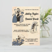ヴィンテージレトロオールド素朴シック漫画スタイル結婚ズ 招待状 (スタンド正面)