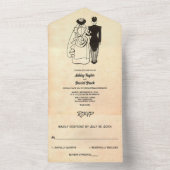 ヴィンテージレトロオールド素朴ロマンチック結婚カップル オールインワン招待状 (内側)