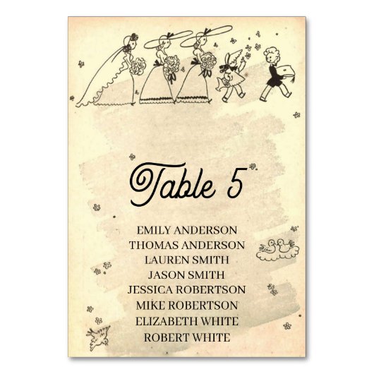 ヴィンテージレトロオールド50s漫画ポップ・アートのアー素朴ト結婚ズ テーブルナンバー (裏面)