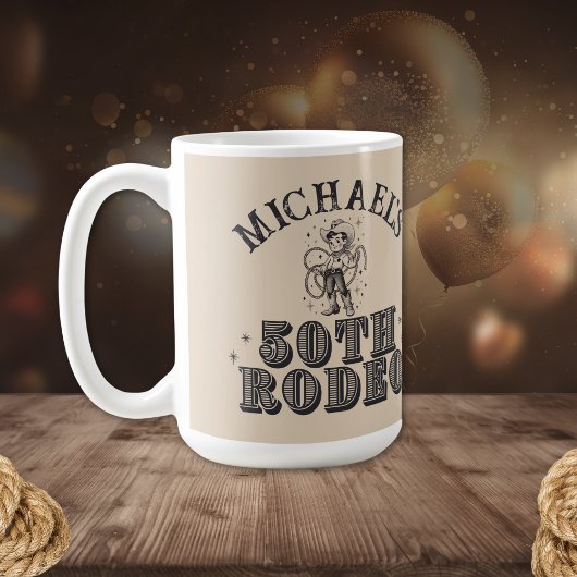 ヴィンテージレトロカウボーイロデオ50thバースデーパーティー コーヒーマグカップ