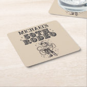 ヴィンテージレトロカウボーイロデオ50thバースデーパーティー スクエアペーパーコースター (アングル)