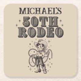 ヴィンテージレトロカウボーイロデオ50thバースデーパーティー スクエアペーパーコースター