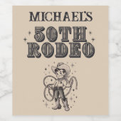 ヴィンテージレトロカウボーイロデオ50thバースデーパーティー ワインラベル (シングルラベル)