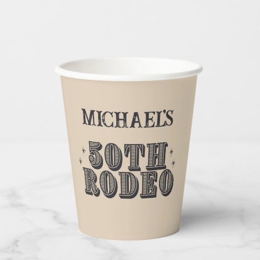 ヴィンテージレトロカウボーイロデオ50thバースデーパーティー 紙コップ (正面)