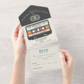 ヴィンテージレトロカセット素晴らしテープのヒット結婚数 オールインワン招待状 (貼ってはがせる)