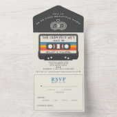 ヴィンテージレトロカセット素晴らしテープのヒット結婚数 オールインワン招待状 (内側)