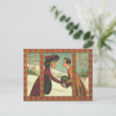 ヴィンテージレトロカップルキスをするバレンタインカード シーズンポストカード (スタンド正面)