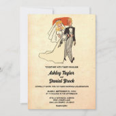 ヴィンテージレトロカップル50s漫画ブック結婚ズ 招待状 (正面)