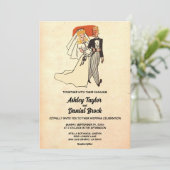 ヴィンテージレトロカップル50s漫画ブック結婚ズ 招待状 (スタンド正面)