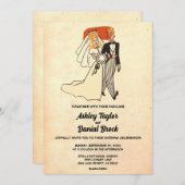 ヴィンテージレトロカップル50s漫画ブック結婚ズ 招待状 (正面/裏面)