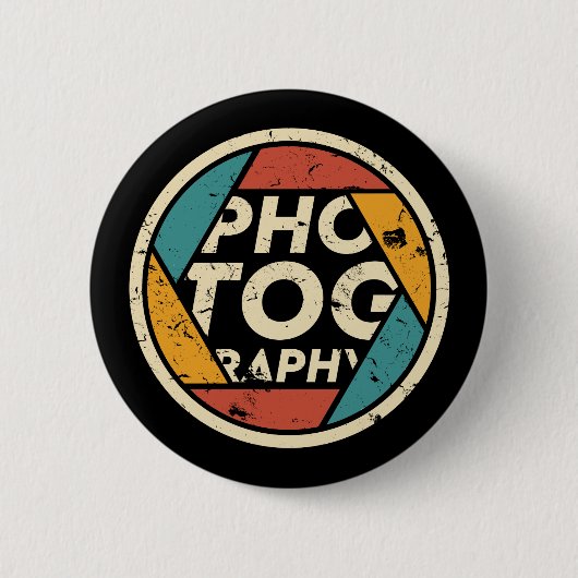 ヴィンテージレトロカメラカメラ絞り 缶バッジ (正面)
