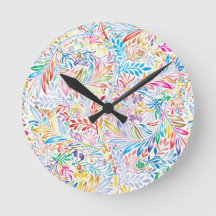 ヴィンテージレトロカラフルリーフィーフローライラストレーション