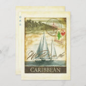 ヴィンテージレトロカリブのケイマン諸島披露宴 招待状 (正面/裏面)