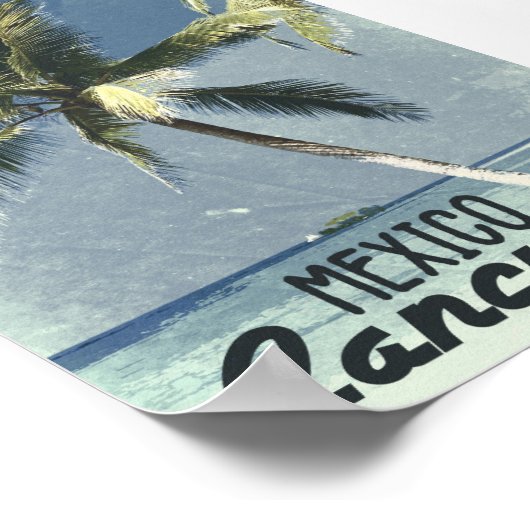 ヴィンテージレトロカンクンメキシコトラベル海ビーチアート ポスター (角)