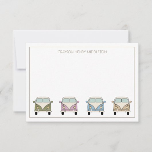 ヴィンテージレトロカンパーバンパーソナライズされた ノートカード (正面)
