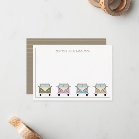 ヴィンテージレトロカンパーバンパーソナライズされた ノートカード (正面/裏面インサイチュ)