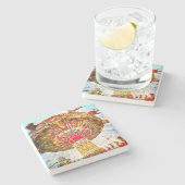 ヴィンテージレトロカーニバルスイングライドカラフル写真 ストーンコースター (横)