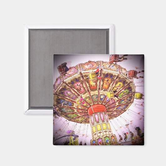 ヴィンテージレトロカーニバルスイングライドフォトピンクスカイ マグネット (正面/裏面)