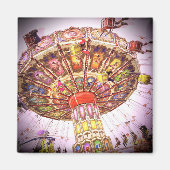 ヴィンテージレトロカーニバルスイングライドフォトピンクスカイ マグネット (正面)