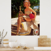 ヴィンテージレトロカーレースピンアップガール ポスター (キッチン)