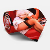 ヴィンテージレトロカー整備士ピンナップガール ネクタイ (ロール)