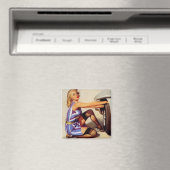 ヴィンテージレトロカー整備士ピンナップガール マグネット (インサイチュ (食洗機))