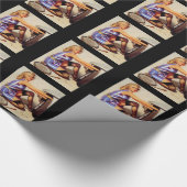 ヴィンテージレトロカー整備士ピンナップガール ラッピングペーパー (角)